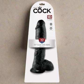 King Cock - 10" Cock with Balls - Black Dildos & Dongs My Amazing Fantasy